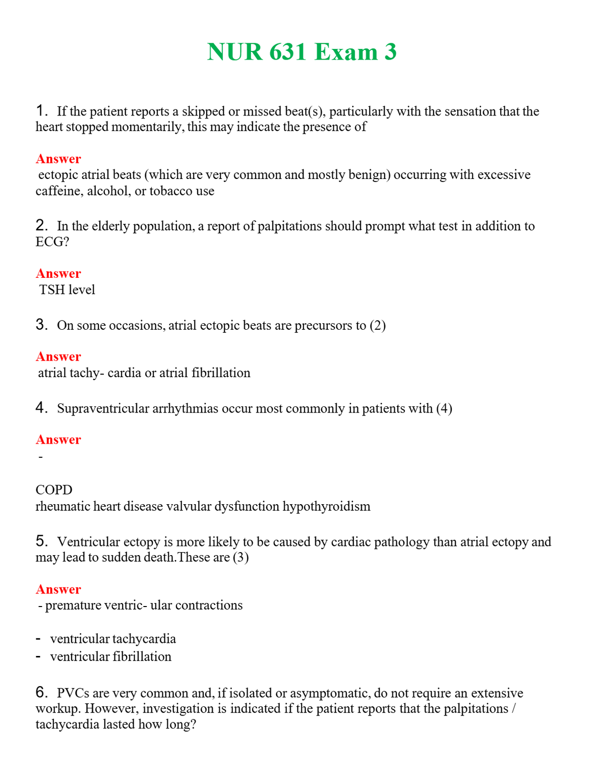 NUR 631 EXAM 3 | (ACTUAL EXAM ) QUESTIONS AND ANSWERS (SOLVED)