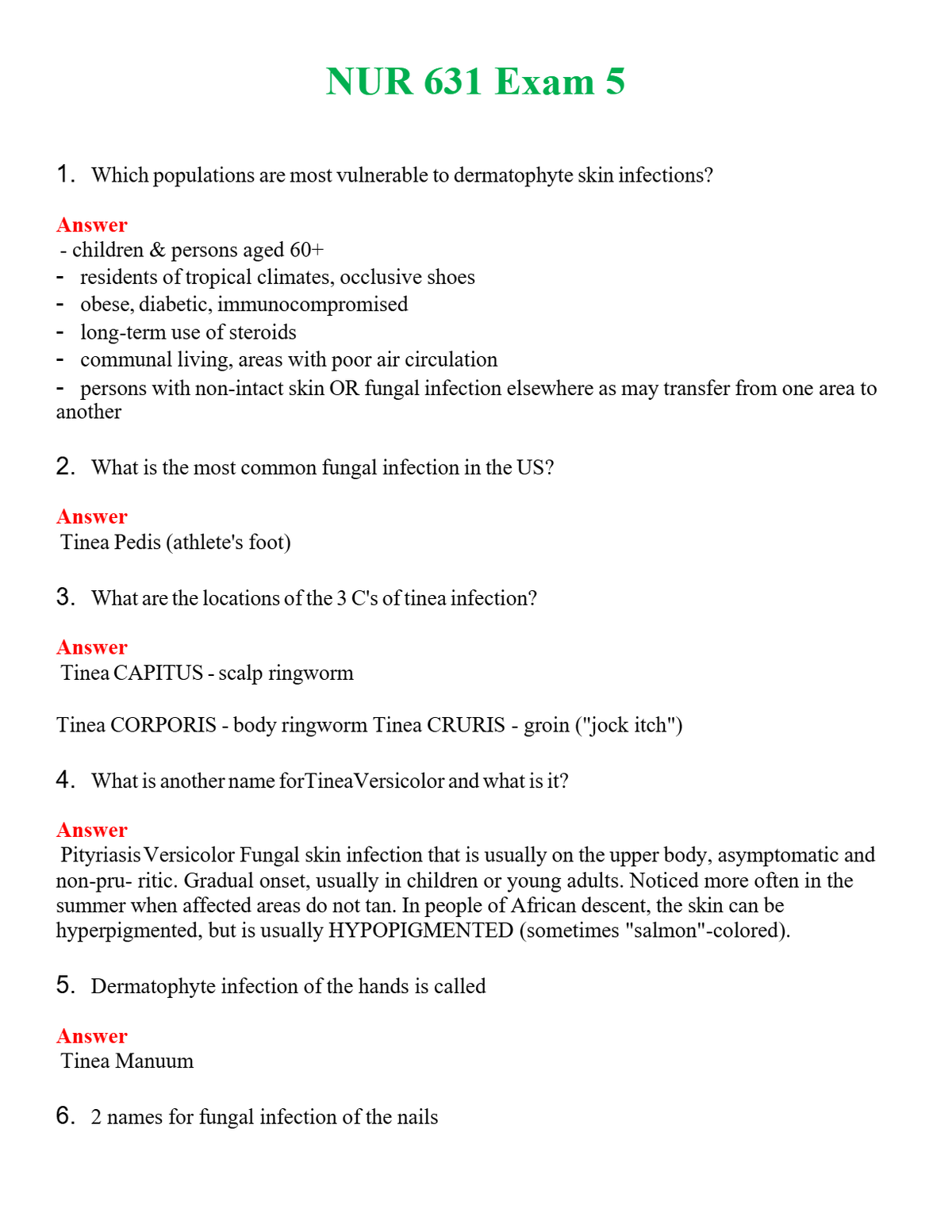 NUR 631 EXAM 5 | QUESTIONS & ANSWERS (SOLVED)
