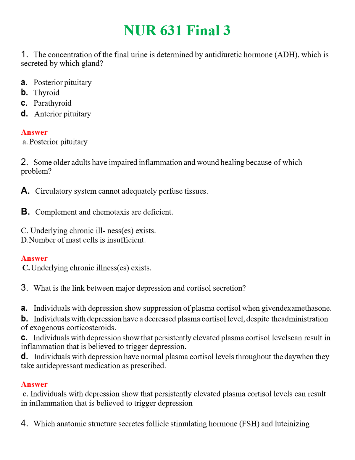 NUR 631 FINAL 3 | QUESTIONS & ANSWERS (SOLVED)