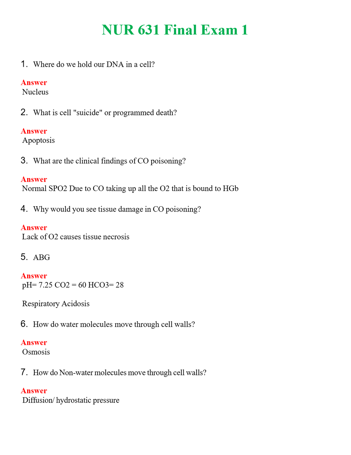 NUR 631 FINAL EXAM 1 | WITH 100% VERIFIED ANSWERS