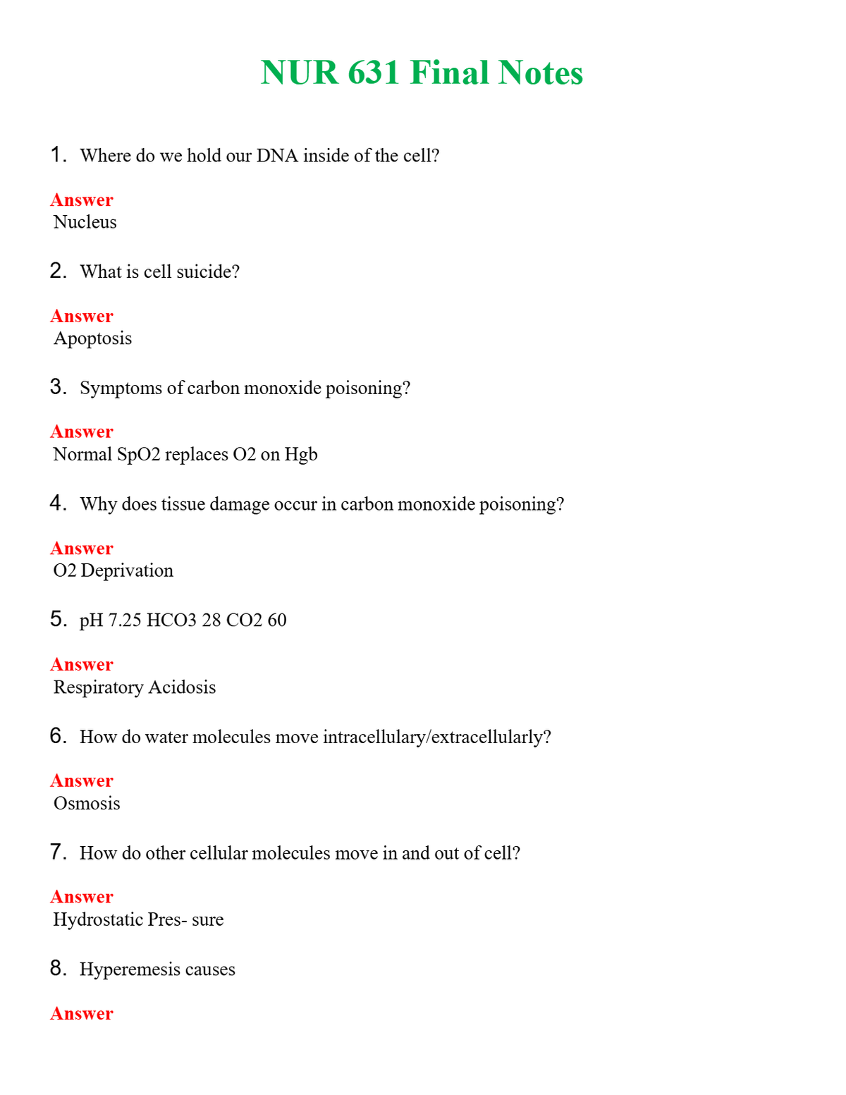 NUR 631 FINAL NOTES | LATEST QUESTIONS WITH COMPLETE GRADE A++ ANSWERS