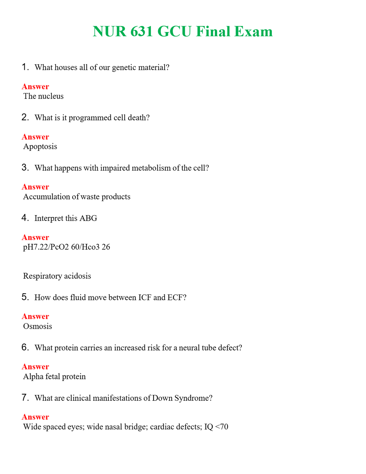 NUR 631 GCU FINAL EXAM | LATEST QUESTIONS WITH COMPLETE GRADE A++ ANSWERS