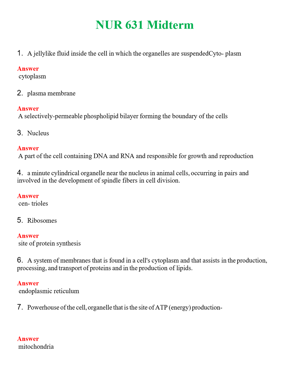 NUR 631 MIDTERM | GRADED A+ QUESTIONS & ANSWERS