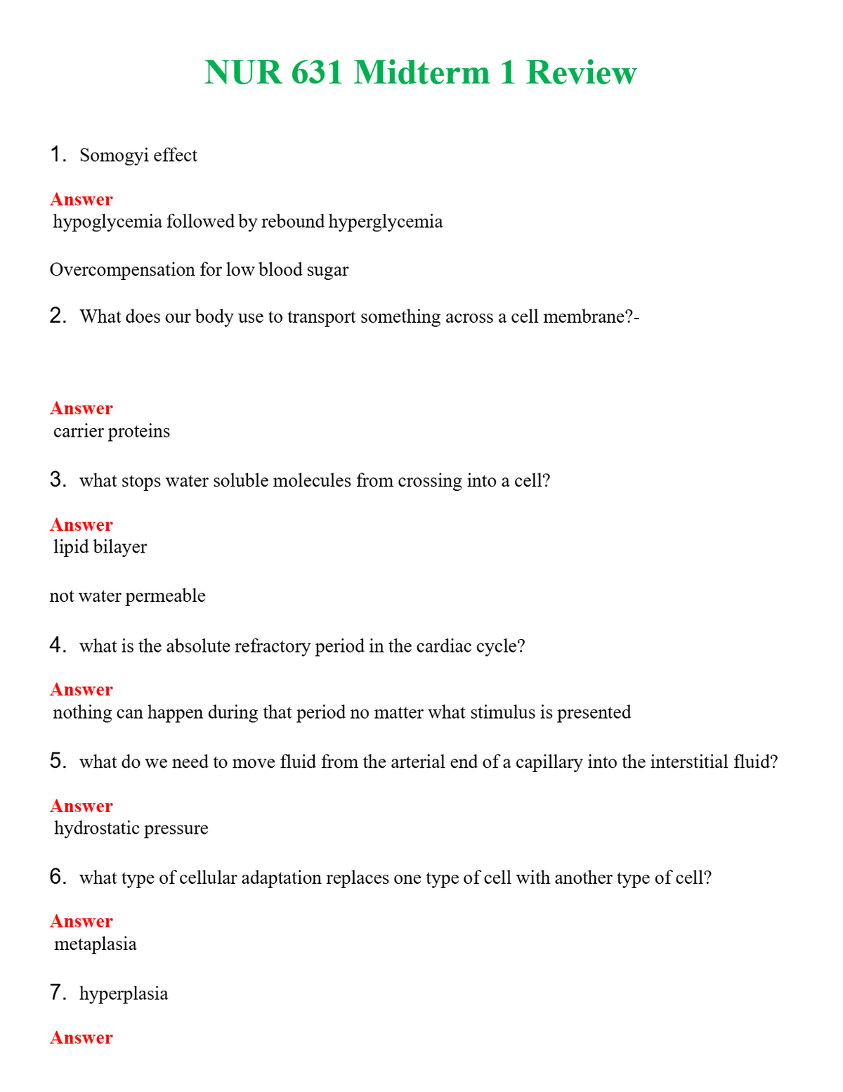 NUR 631 MIDTERM 1 REVIEW | A+ RATED GUIDE | QUESTIONS AND ANSWERS (SOLVED)