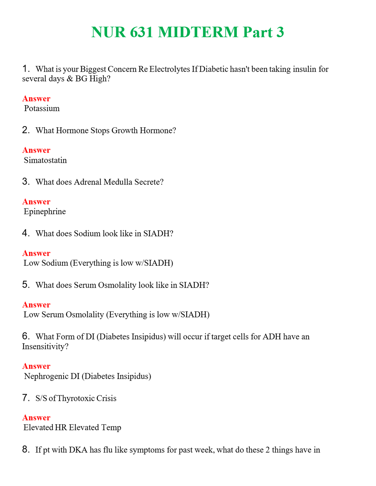 NUR 631 MIDTERM PART 3 | WITH 100% VERIFIED ANSWERS