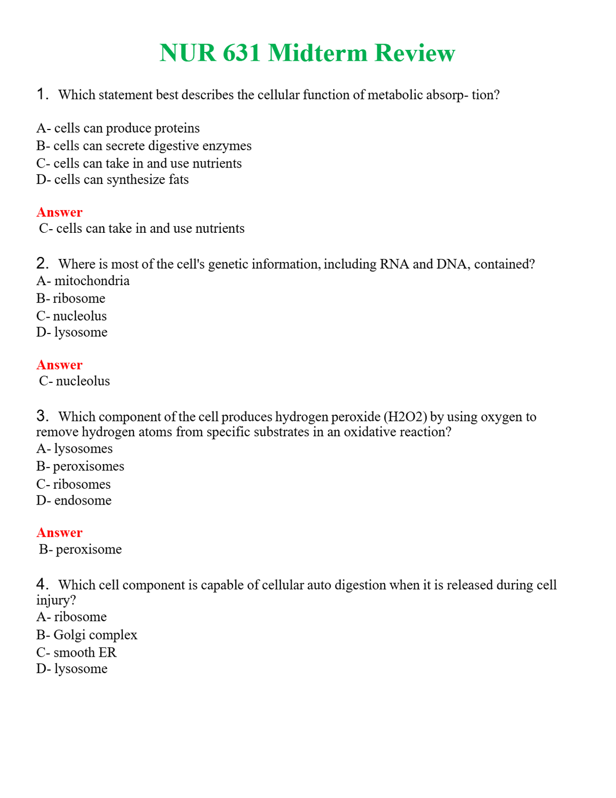 NUR 631 MIDTERM REVIEW | PASSED | A+ RATED GUIDE | NEW FULL EXAM
