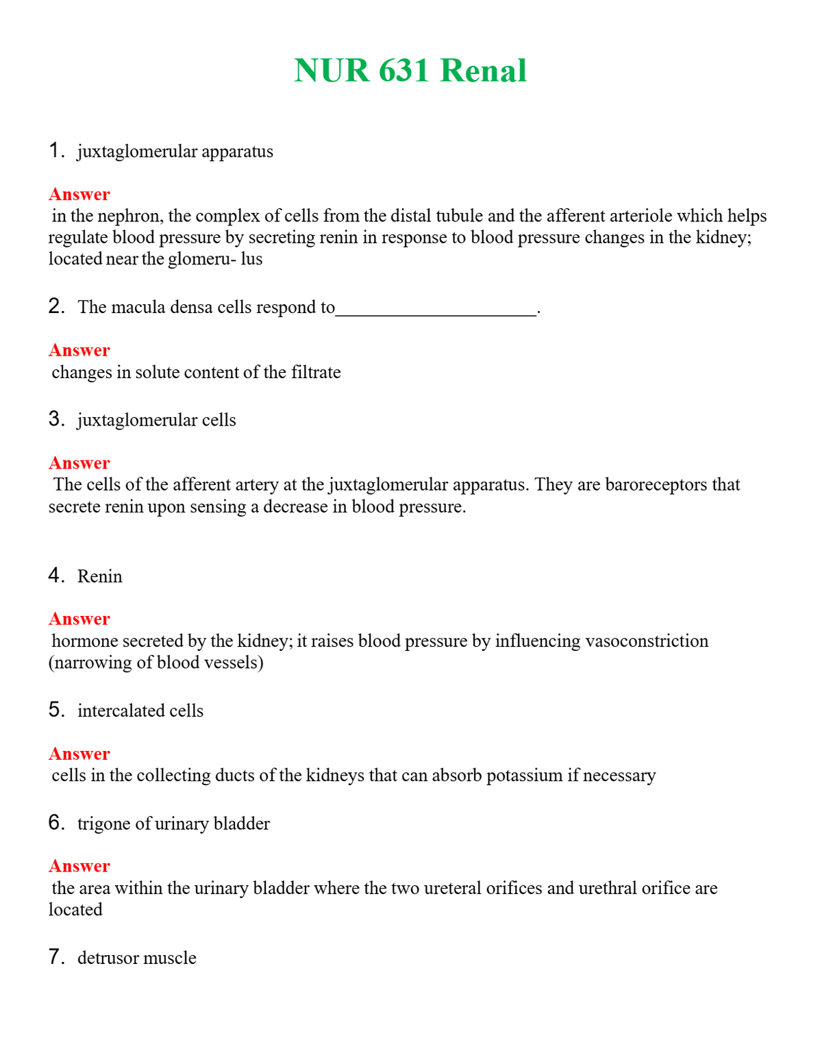 NUR 631 RENAL | PASSED | A+ RATED GUIDE | NEW FULL EXAM