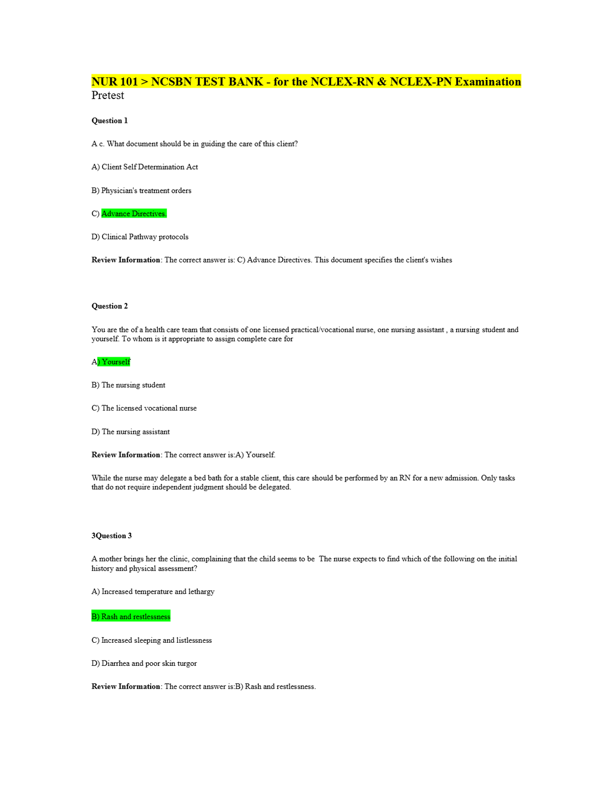 NCSBN TEST BANK - for the NCLEX-RN & NCLEX-PN Examination. Compiled Possible Q&A in 486 Pages_ Updated 2025/2026.