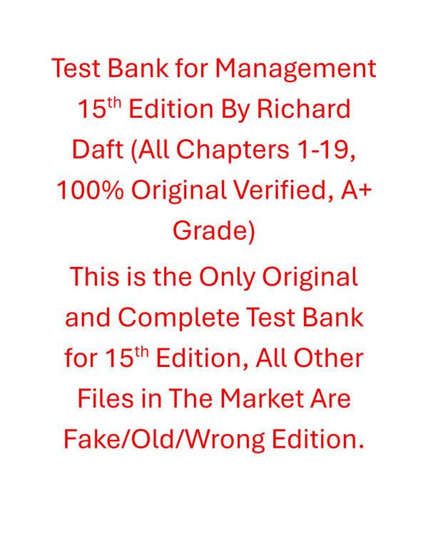 Test Bank Management 15th Edition By Richard Daft