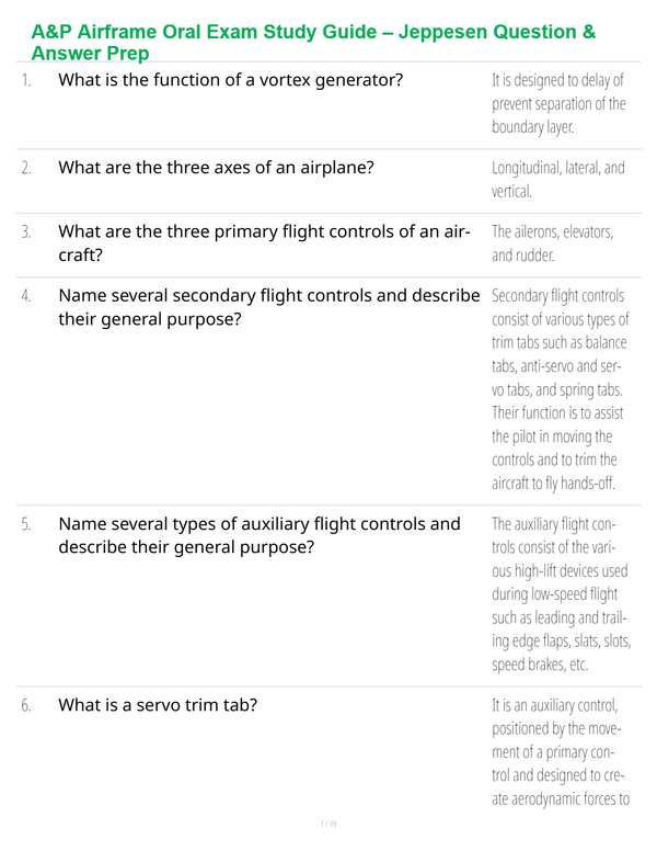 A&P Airframe Oral Exam Study Guide – Jeppesen Question & Answer Prep