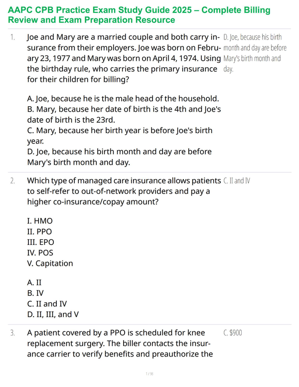 AAPC CPB Practice Exam Study Guide 2025 – Complete Billing Review and Exam Preparation Resource