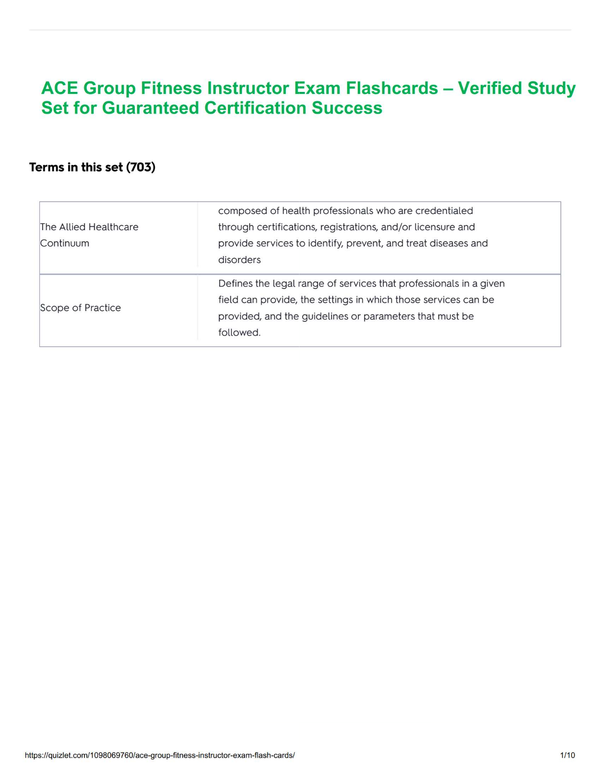 ACE Group Fitness Instructor Exam Flashcards – Verified Study Set for Guaranteed Certification Success