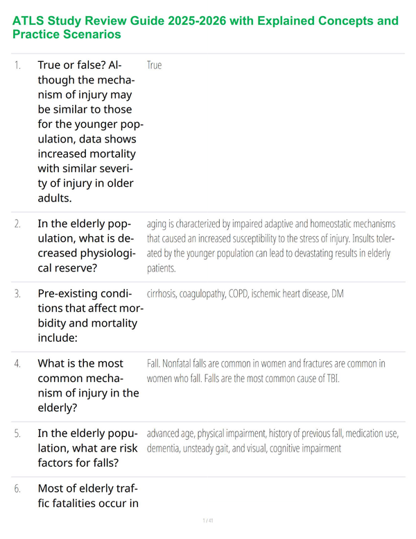 ATLS Study Review Guide 2025-2026 with Explained Concepts and Practice Scenarios