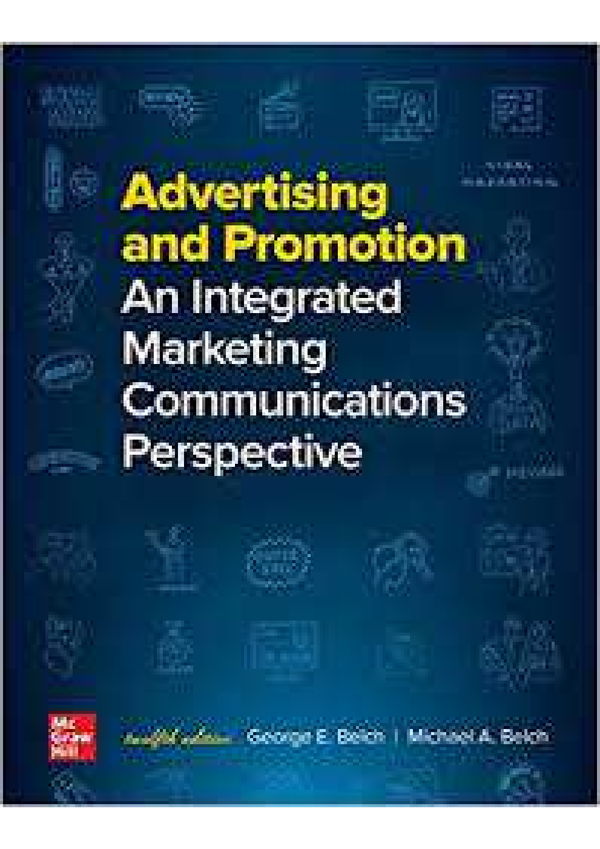 Advertising And Promotion An Integrated Marketing Communications Perspective 12th Edition By George Belch, Michael Belch SOLUTIONS MANUAL