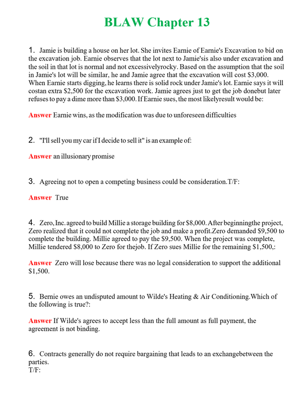 BLAW Chapter 13 | Actual Questions and Verified Answers ( Included ) 100% Correct