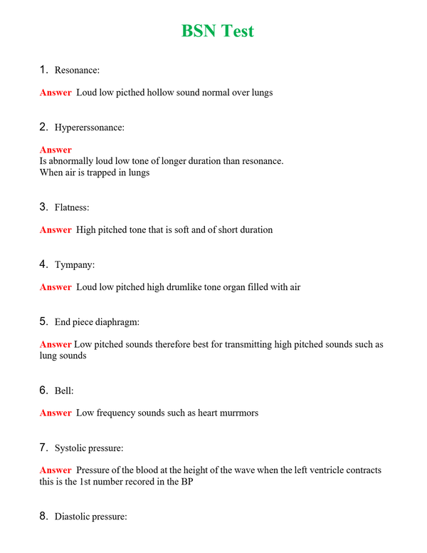 BSN Test | Actual Questions and Verified Answers ( Included ) 100% Correct