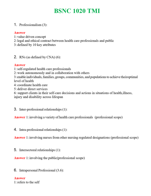 BSNC 1020 TMI Questions With Complete Grade A+ Answers