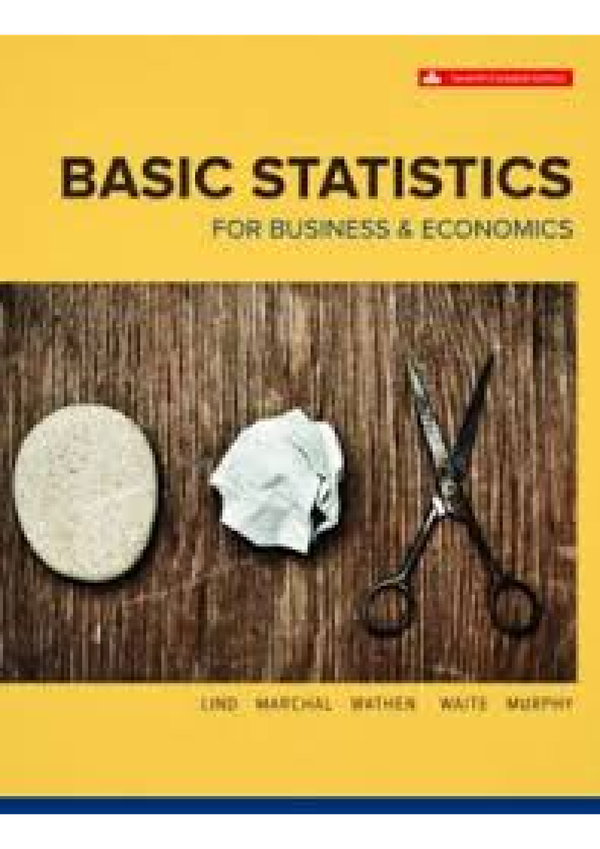 Basic Statistics For Business And Economics 7th Edition By Douglas A. Lind, William G. Marchal, Samuel A. Wathen, Carol Ann Waite, Kevin Murphy SOLUTIONS MANUAL