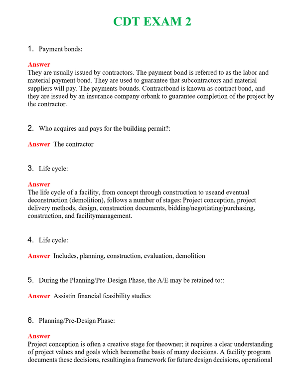 CDT EXAM 2 Questions With Complete Grade A+ Answers