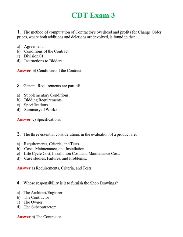 CDT Exam 3 Questions With Complete Grade A+ Answers