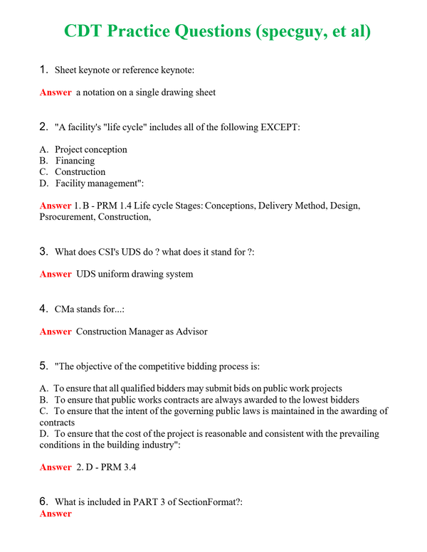 CDT Practice Questions (specguy, et al) Questions With Complete Grade A+ Answers