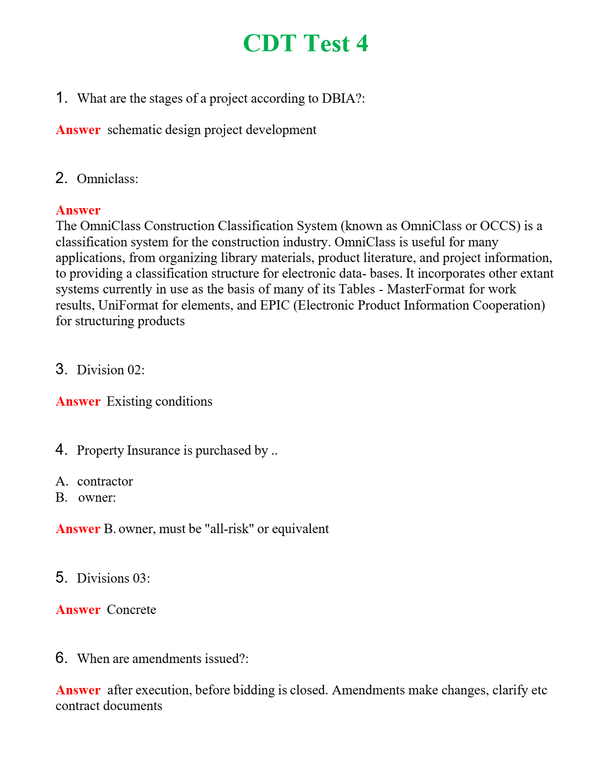 CDT Test 4 Questions With Complete Grade A+ Answers