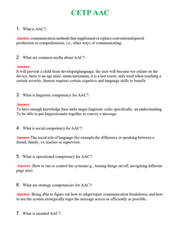 CETP AAC | Actual Questions and Verified Answers ( Included ) 100% Correct