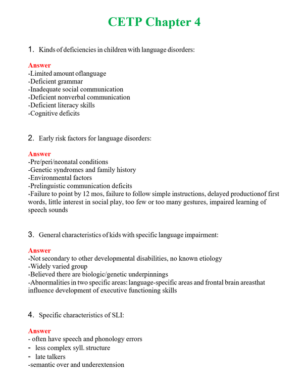 CETP Chapter 4 | Actual Questions and Verified Answers ( Included ) 100% Correct
