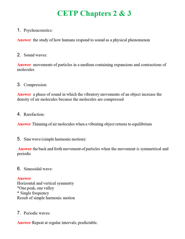CETP Chapters 2 & 3 | Actual Questions and Verified Answers ( Included ) 100% Correct