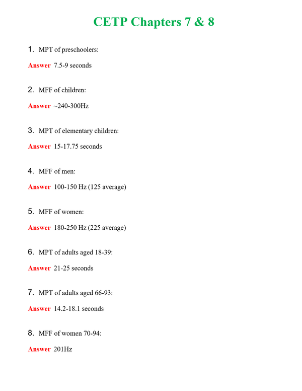 CETP Chapters 7 & 8 | Actual Questions and Verified Answers ( Included ) 100% Correct