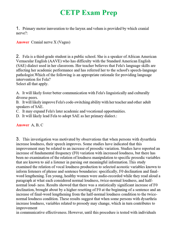 CETP Exam Prep | Actual Questions and Verified Answers ( Included ) 100% Correct