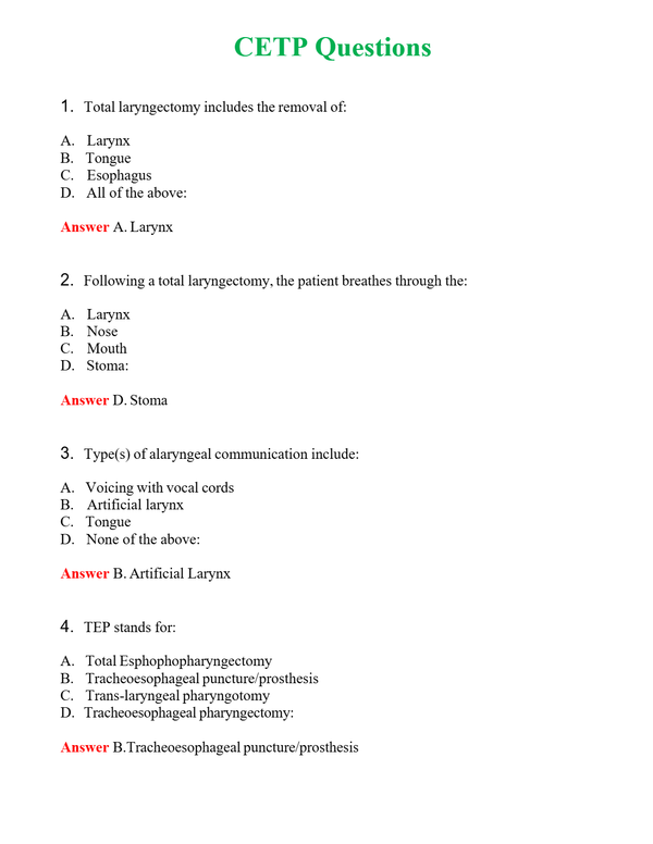 CETP Questions | Actual Questions and Verified Answers ( Included ) 100% Correct