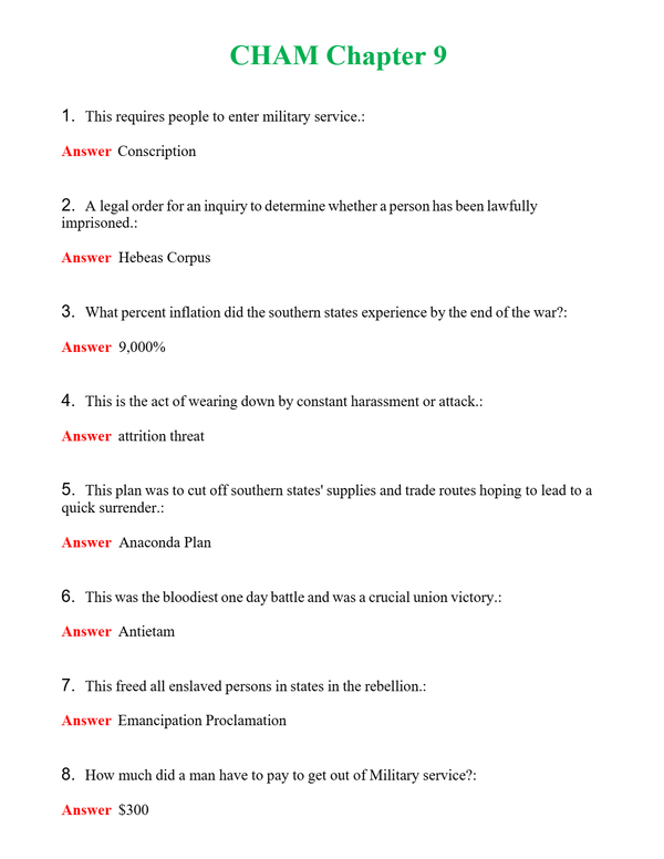 CHAM Chapter 9 Questions With Complete Grade A+ Answers