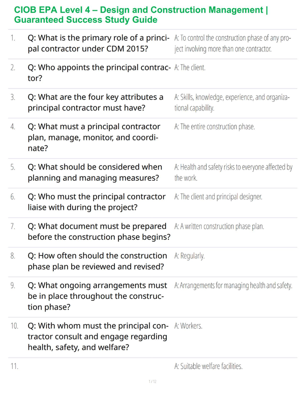 CIOB EPA Level 4 – Design and Construction Management | Guaranteed Success Study Guide