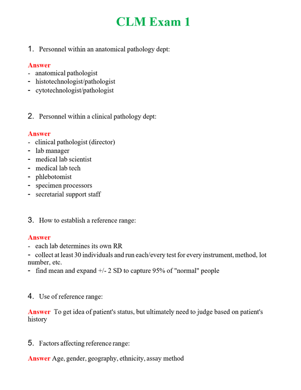 CLM Exam 1 Questions With Complete Grade A+ Answers