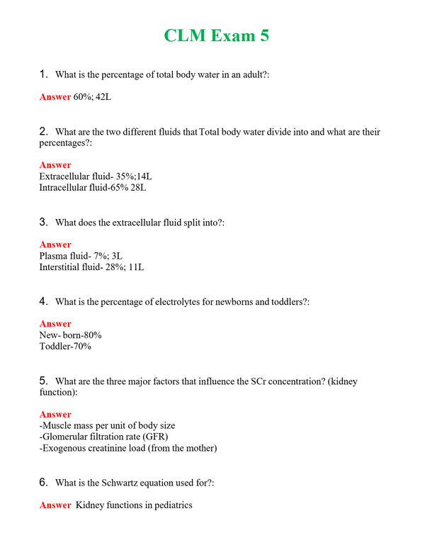 CLM Exam 5 Questions With Complete Grade A+ Answers