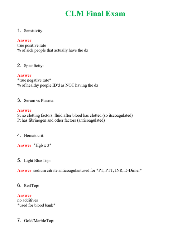 CLM Final Exam Questions With Complete Grade A+ Answers