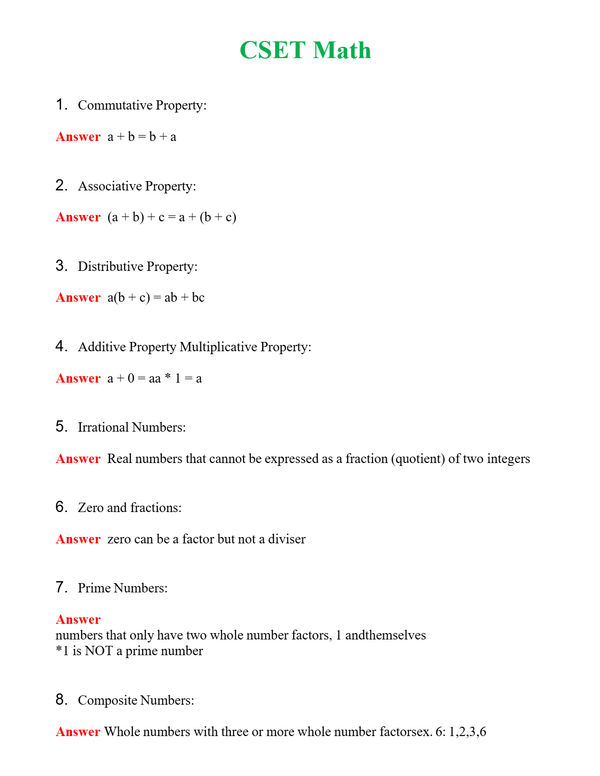 CSET Math Questions With Complete Grade A+ Answers