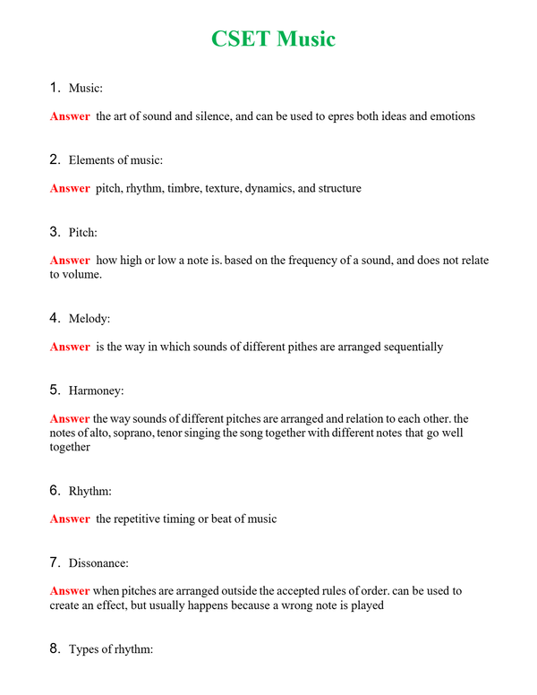 CSET Music Questions With Complete Grade A+ Answers