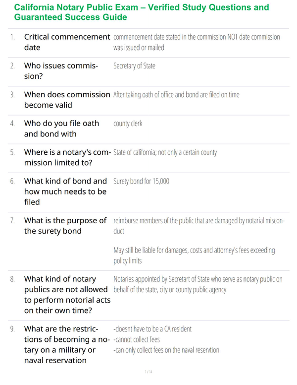 California Notary Public Exam – Verified Study Questions and Guaranteed Success Guide