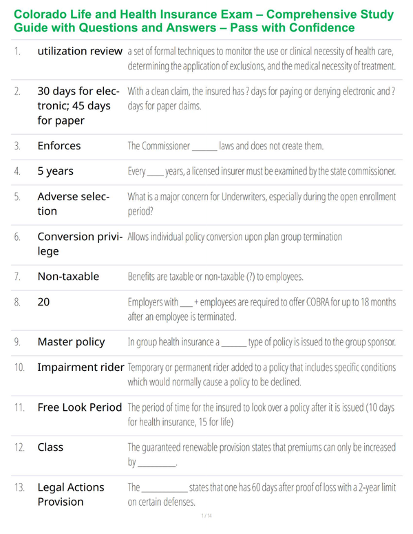 Colorado Life and Health Insurance Exam – Comprehensive Prep with Questions, Answers, and Rationales – Pass with Confidence Study Guide