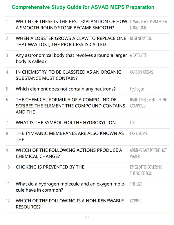 Comprehensive Study Guide for ASVAB MEPS Preparation