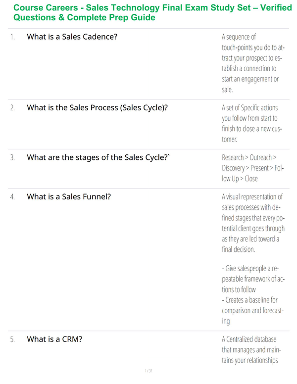 Course Careers - Sales Technology Final Exam Study Set – Verified Questions & Complete Prep Guide