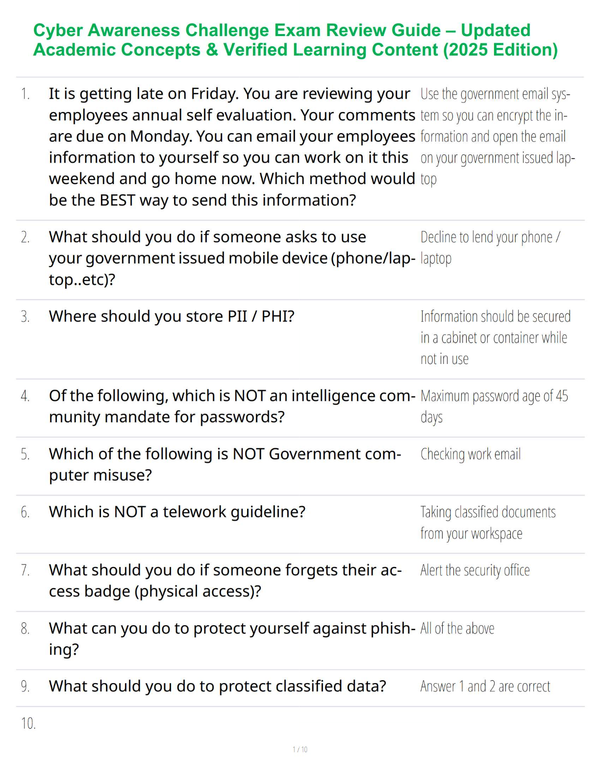 Cyber Awareness Challenge 2025 Complete Study Guide — Expert Explanations, Practice Scenarios & Security Mastery Tools
