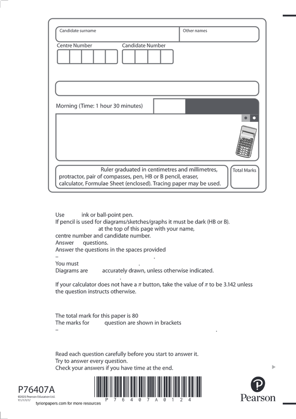 EDEXCEL GCSE JUNE 2025 MATHS HIGHER TIER PAPER 3 LATEST