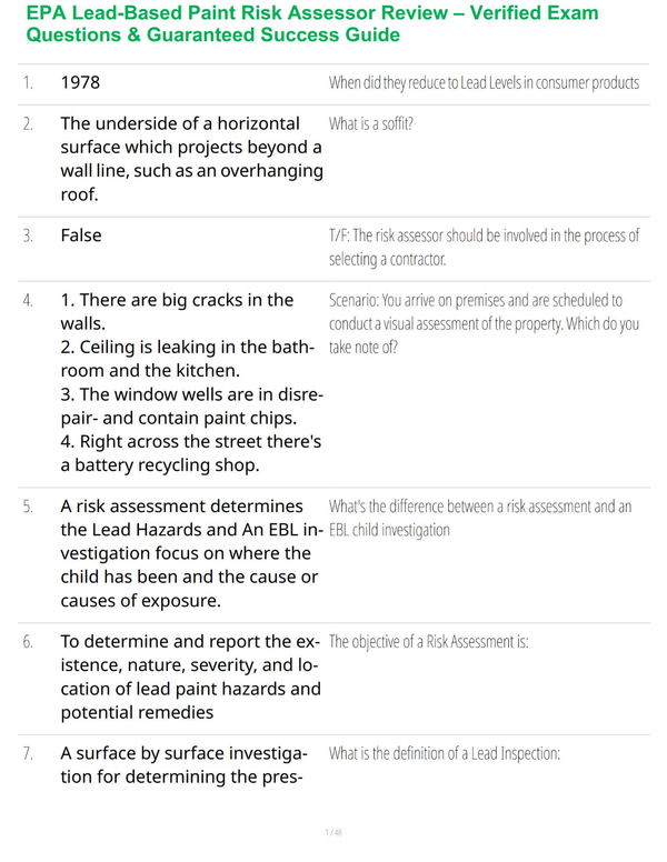 EPA Lead-Based Paint Risk Assessor Review – Verified Exam Questions & Guaranteed Success Guide