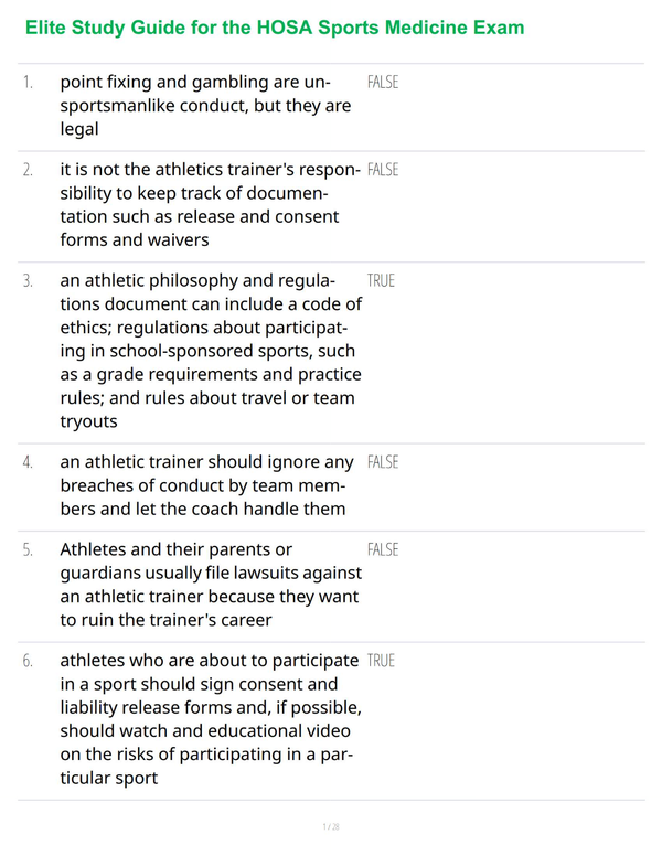 Elite Study Guide for the HOSA Sports Medicine Exam