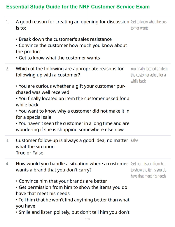 Essential Study Guide for the NRF Customer Service Exam