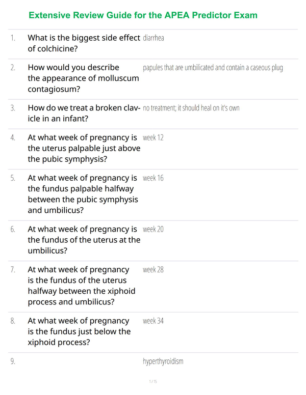 Extensive Review Guide for the APEA Predictor Exam