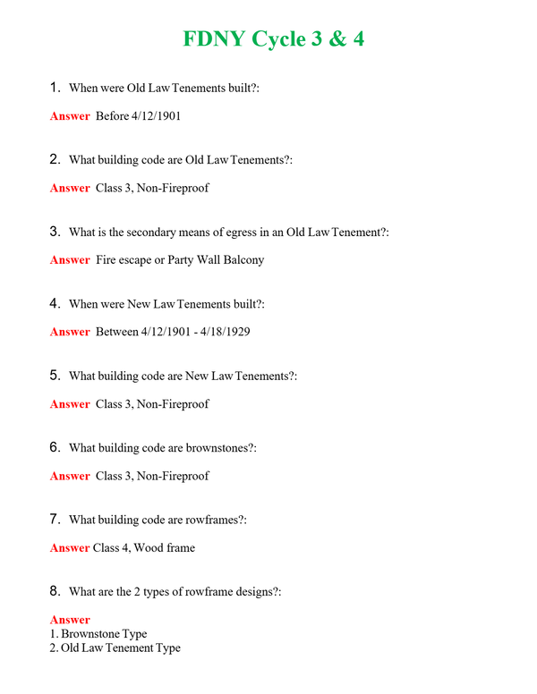 FDNY Cycle 3 & 4 | Actual Questions and Verified Answers ( Included ) 100% Correct